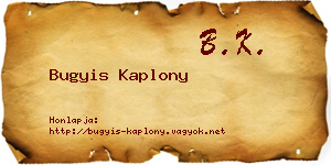 Bugyis Kaplony névjegykártya